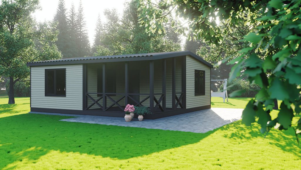 modular kit home with porch